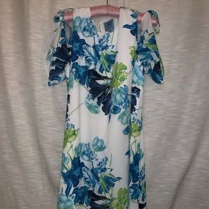 White and blue floral dress